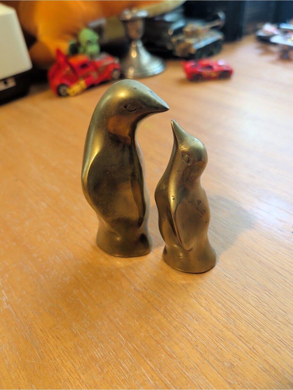 Vintage Pair Solid Brass Penguin Figurines / Paperweights MCM Made In Korea